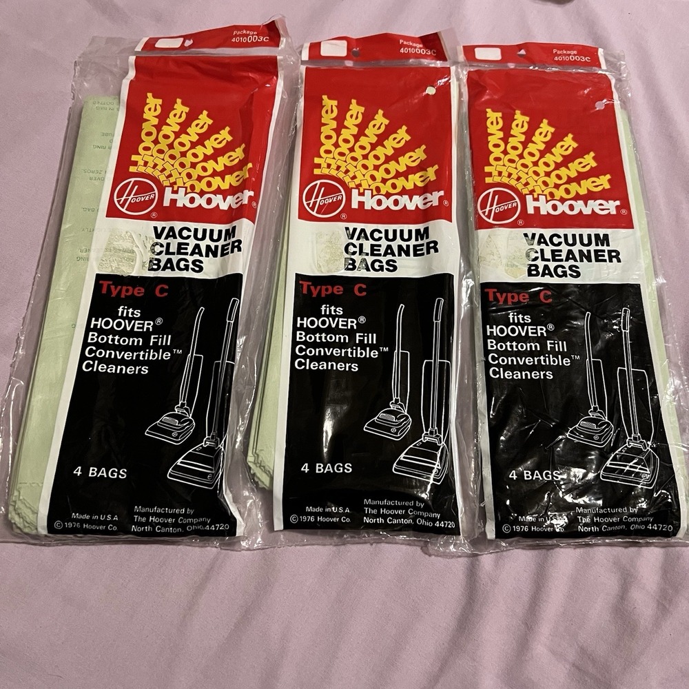 Vintage 1976 Hoover Vacuum Cleaner‎ Bags Type C Package of 4 Bags 4010003C